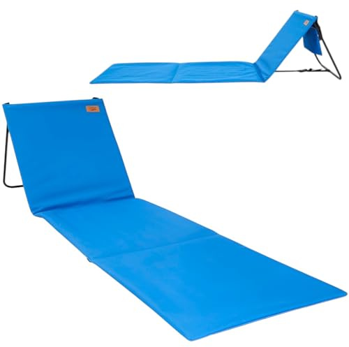 DEVESSPORT Esterilla de Playa Plegable con Respaldo Reforzado y Bolsillo Trasero | Diseño Ligero, Compacto y Resistente – Ideal para Playa, Camping o Piscina