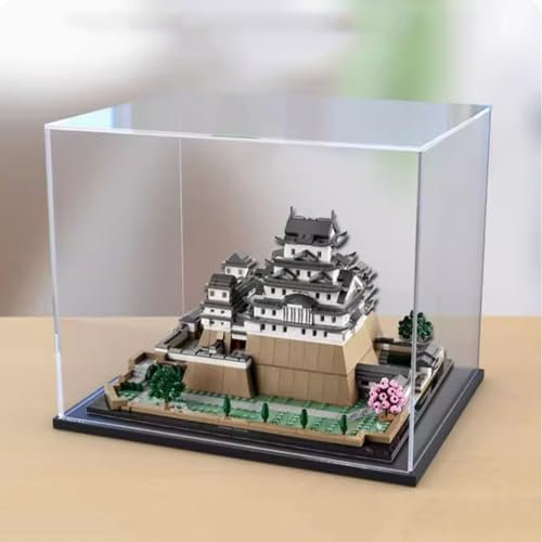 Acrylic Display Case for Lego 21060 Himeji Castle Model, Dustproof Display Box, Storage Box,Transparent Box, Building Block Display Box for Lego 21060(Only Case, No Model) (Painted)(Black Base)