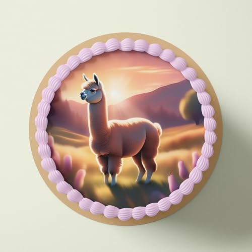 CGD – Essbare Tortenaufleger aus Fondant oder Esspapier – Perfekt für Alpaka-Liebhaber – Dekorative Kuchendeko für Geburtstag, Party & besondere Anlässe - Alpaka (Fondant)