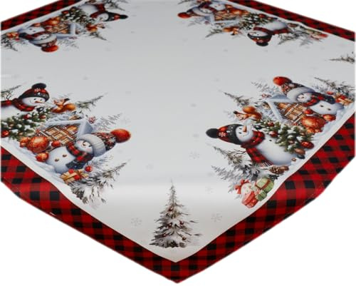 texpot Tischdecke 85 x 85 cm Schneemänner Weihnachten Tischtuch