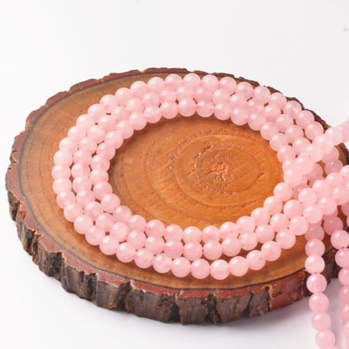 6mm Rose Quartz Stone Beads for Bracelets Making, Gemstone Beads for Jewellery Crafting (55~60Pcs)
