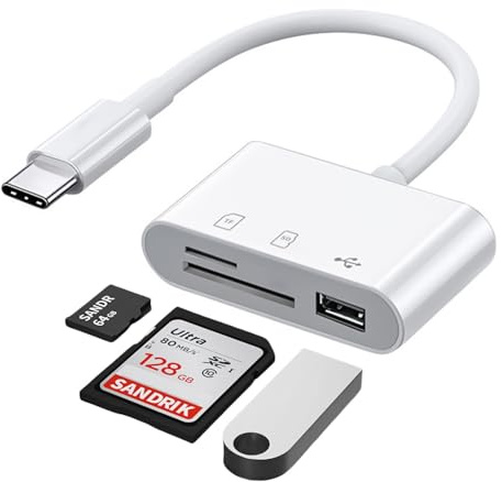 Lector de Tarjetas SD, Adaptador SD USB C 3 en 1, Adaptador Micro-SD/USB 2.0, Lector de Tarjetas de Memoria TF para Dispositivos Tipo C como Huawei, Portátil, Tablet, Transferencia Rápida 5Gbps