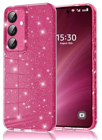 Eherui Custodia per Samsung Galaxy A14 4G/5G con Glitter, Silicone TPU Anti-impronta, Antiurto, Sottile, Resistente ai Graffi e Custodia Protettiva per Samsung A14, Rosa Lila