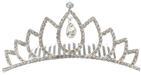 Alipis Strass Brautkrone Kamm Haarschmuck Clip Weiß für Hochzeitszeremonie und Festliche Anlässe Damen
