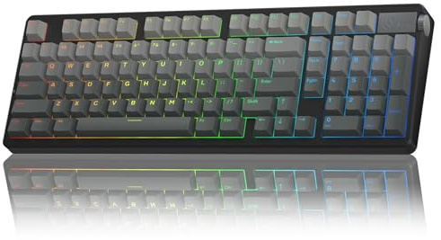 LEOBOG A98 Wireless Gaming Creamy Mechanical Keyboard with Number Pad Knob | 96% Tri-Mode BT5.0/2.4GHz/USB-C, Gasket Structure Hot Swappable, PBT Keycaps, RGB Backlit Black Keyboard for PC/Office/Gaming