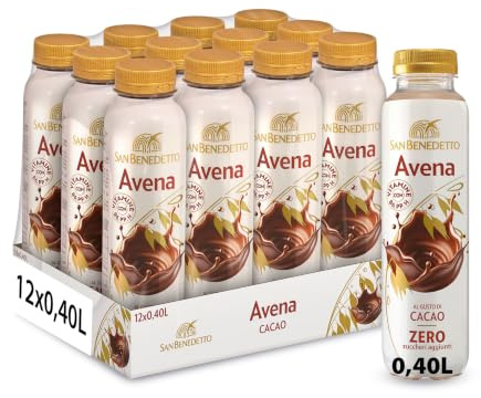 San Benedetto Avena al Gusto Cacao. Bevanda vegetale gustosa e nutriente, Zero Zuccheri aggiunti, fonte di vitamine, 12x400 ml PET