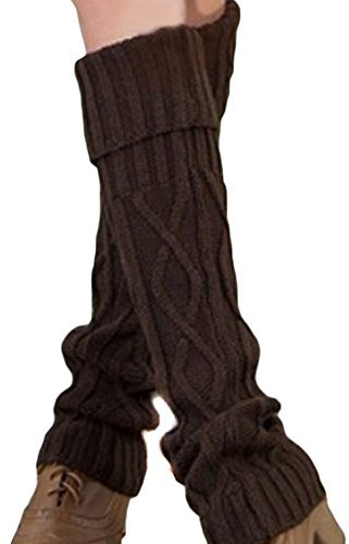 HugeStore Women Ladies Winter Warm Long Crochet Leg Warmers Knitted Knit Socks Leggings Boot Cover Coffee