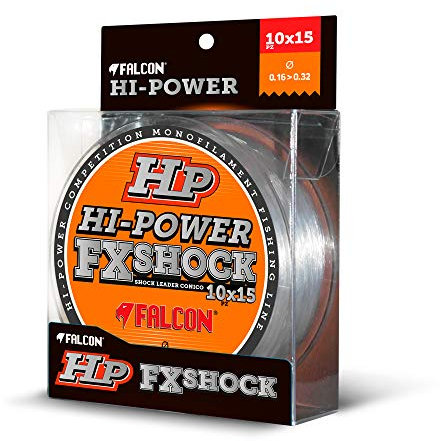 Falcon, Nylon Persicus Fx-Shock, 10 Pezzi x 15 mt, Misura 0.18>0.40 mm Filo Da Pesca, Chiaro, 0,18-0,40