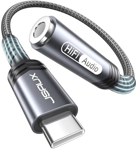 JSAUX USB C to 3.5mm AUX Audio Adapter for iPhone 17/15, Galaxy S25, Grey