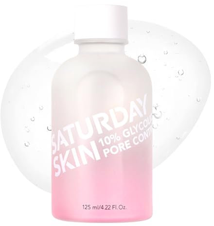 Saturday Skin Porenklärendes Gesichtswasser 10 % Glykolsäure & AHA Tiefenreinigendes, adstringierendes Gesichtswasser, hypoallergenes, hautreinigendes Gesichtswasser zur Reinigung – 125 ml