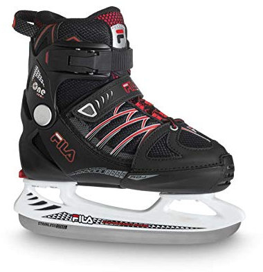 FILA X-One Ice Freizeitschlittschuh für Kinder und Jugendliche | In 4 Größen verstellbar | Eishockey & Eislaufen | Edelstahlkufe | Optimaler Halt & bequemer Komfort | schwarz-rot, 32-35