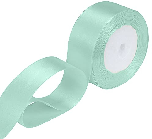 WedDecor Pastel Green Ribbon for Gift Wrapping, 50mm x 25 Metres Double Sided Polyester Satin Ribbon Roll for Christmas, Wedding, Crafting, Sewing, Hair Bow, Birthday Cake Decoration | Satin Ribbon for Gift Wrapping, Christmas, Wedding, Crafting, Hair Bow, Sewing, Birthday Cake Decoration