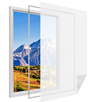 LEDLUX Kit Zanzariera Per Finestra Grande Misura 150X250cm, Adesiva Con Nastro Colore Bianca (150X250cm, Bianco)