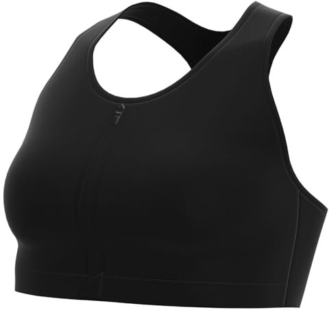 Nike Women's W NK DF SWSH Zip Front Bra Sports, Black/White, L