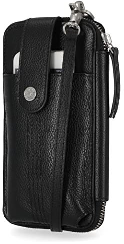 Timberland Damen Leather Phone Crossbody Wallet Bag RFID-Leder-Umhängetasche, Schwarz (Pebble)