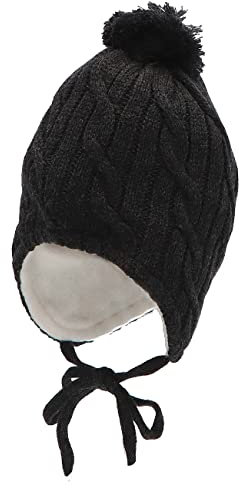 Sterntaler Baby Jungen Strickmütze Baby Strickmütze Mütze - Baby Strickmütze - gefüttert mit Baumwoll Fleece - anthrazit meliert, 47