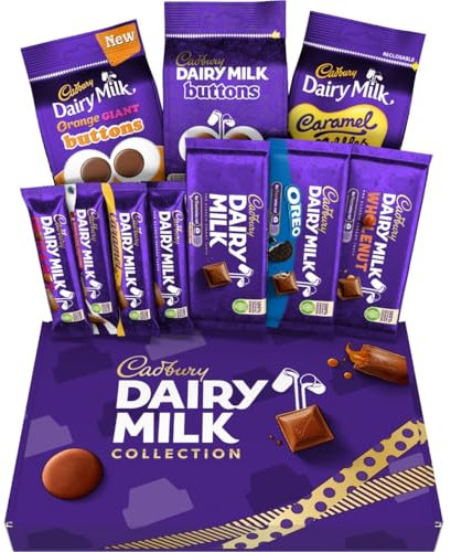 Cadbury Dairy Milk Collection Big Night In Deluxe Hamper Gift, Includes 10 Assorted Chocolate Bars and Bags, Perfect for Gifting, 1.04 kg