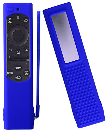 Compatible with Samsung Smart TV Remote 2022 BN59 Remote with Solar Panels Silicone Cover, Anti-Fall Shockproof Silicone Protective case with Lanyard(Blue)