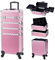 Kosmetikkoffer Trolley 4-in-1 Kosmetikkoffer Groß Kosmetik Trolley Make up Koffer Schminkkoffer mit Rollen Friseurkoffer Alu Beauty Case Nagelkoffer Multikoffer, Rosa