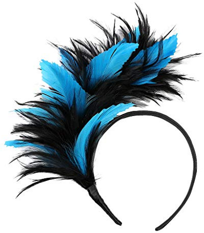 Glücksvogel 20er Jahre Stirnband Feder Haarreif Haarband Damen Mädchen Haarschmuck Haarreif Eleganter Fascinator mit Federn Blumen Kopfbedeckung Braut Hochzeit Party Karneval Fasching Partyhut