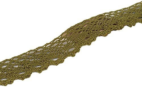 Vintage Spitzenband Borte aus Baumwolle Dekoband Zierband Spitzenstoff Spitzenborte Häkel-Borte für Nähen Handwerk Weihnachtsdekoration Hochzeit Vorhang Deko Scrapbooking Geschenkbox Grün 3cmx5m