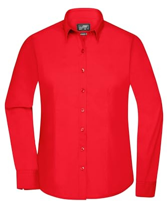 James & Nicholson Damenbluse Poplin Langarm - Taillierte Bluse in pflegeleichtem Materialmix