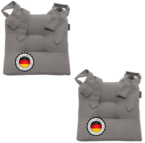 Bonvionn Zwei Stuhlkissen Sitzkissen Schleifenband Auflage Polster Stuhl Stuhlauflage Rattanstühle extra dick Esszimmerstühle Indoor Outdoor(Grau)