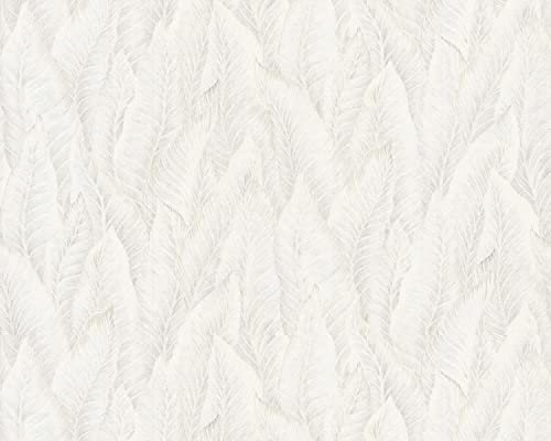 Präge Tapete EDEM 420ST20 heißgeprägte Vliestapete leicht strukturiert mit floralen Ornamenten glitzernd weiß creme-weiß silber 10,65 m2
