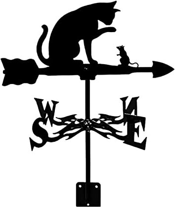 JISADER en Fer forgé Noir indicateur de Direction scène extérieure pour Ferme, Chat et Souris