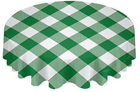 Wachstischdecke 152cm Dunkelgrünes Büffelkaro Im Landhausstil Gartentischdecke Wasserdicht Tischdecke Abwaschbar Wachstuchtischdecke Für Geburtstag Garten Terrasse