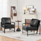 Yaheetech Sessel 2er Set Retro Loungesessel aus Kunstleder, Relaxsessel mit Rückenlehne, Einzelsessel mit Metallrahmen, für Wohnzimmer/Empfangsraum/Büro, Schwarz