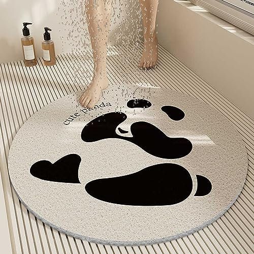 EUPXRHY Duschvorleger mit AblauflöChern Sicherheits, Duschmatte Rund rutschfest, Luffa Duschteppich rutschfest, Schnelltrocknend,E,90x90cm