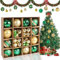 Kaket Christmas Baubles, 42pcs Christmas Tree Balls Ornaments, Christmas Wreath Ornaments, Christmas Hanging Decor, Tree Decoration Ornaments, Red and White Christmas Decorations (Green - Gold)