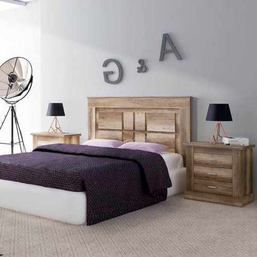 mattfy - Pack Cabecero Nórdico Selma de 160 x 120 cm + 2 Mesitas de Noche | Práctico y Elegante | Fácil de Montar, Color Texas (para Cama de 135-140, 150 o 160)