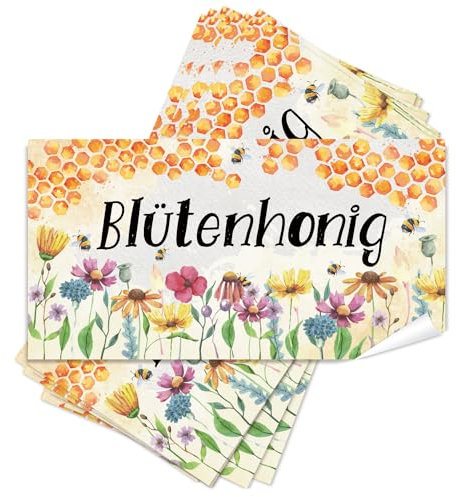 Logbuch-Verlag 25 Blütenhonig Aufkleber selbstklebende Etiketten für Honiggläser Blüten Honig Sticker für Imker 10 x 5 cm