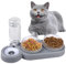 JAMATA Gamelle Chat 3-en-1 Surélevée & Inclinable à 15°,Double Bol Anti-Vomissement avec Distributeur d'eau Automatique,pour Nourriture Sèche et Humide,Idéal pour Chats et Chiots,Facile à Nettoyer