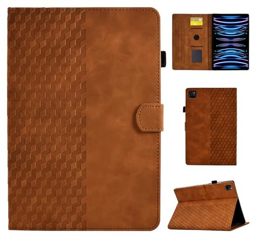 Hülle für iPad Air 13 Zoll Hülle M2 2024, iPad Pro 12,9 Zoll 2022/2021/2020/2018(6./5./4./3. Generation), PU Leder Tablette Schützhülle Multi-Winkel Ständer Cover Case mit Auto Schlaf/Wach, Braun