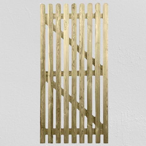 Wooden Garden Picket Gate - Pressure Treated Pedestrian Gate (150cm High x 99cm Wide x 6cm Deep)