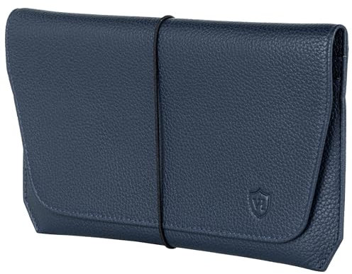 VON HEESEN Leder Reisepasshülle mit RFID-Schutz - Passport-Hülle aus echtem Leder - Reisepass-Organizer für stilbewusste Damen & Herren in Blau