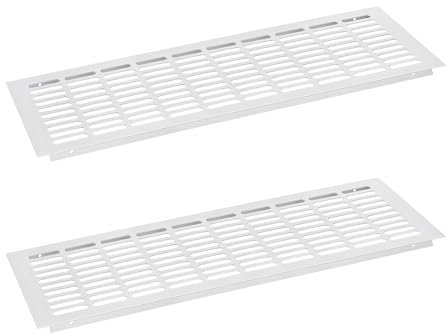 QUARKZMAN Copertura per Bocchette d'Aria, 2pz 500 x 150mm Copertura Ventilazione Lega Alluminio a Maglia, Griglia Ventilazione a Persiana Rettangolare Armadio per Scarpe Guardaroba (Argento)