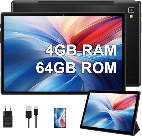 YESTEL Tablet 10 Zoll mit Schnelles 5G WLAN, 4GB RAM 64GB ROM (Erweiterbar bis 1 TB), Octa-Core, HD Tablet Android mit 5MP+8MP Kamera, Bluetooth, Schwarz