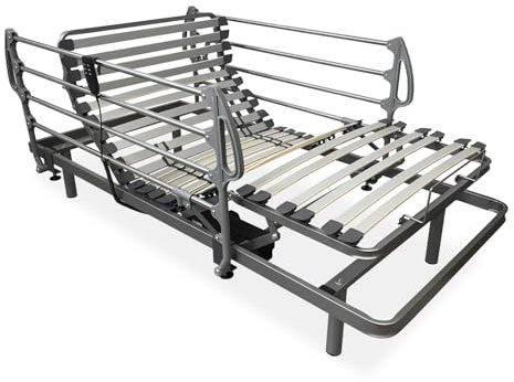 amuéblate online - Cama Articulada Eléctrica Ergotop con 5 Planos y Estructura Reforzada + Juego de Barandillas Abatibles - Ergonómica, Fiable y Silenciosa, Motor Alemán, 105 x 190