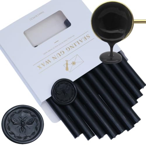 1.1cm Wachs Siegel Stöcke, Atopbb Schwarz Wax Stick 10 Stück Klebepistole Wachs-Siegel-Sticks, für Brief Grußkarten Wein Abdichtung Handwerk machen Hochzeit und Party Einladungen (schwarz)
