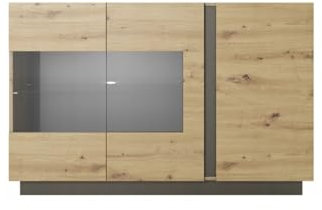 Vitrine Eiche Artisan-matt 138,2 x 90,5 x 40 cm AVILA