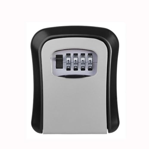 Strehknewen Caja llaves, caja llaves pared montaje en pared, código de combinación, resistente a la intemperie, impermeable, robusta de metal + PVC duro, caja de seguridad para llaves y tarjetas, gris