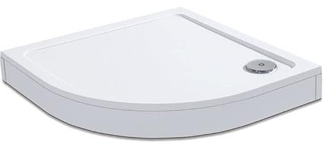 AICA receveur de douche italienne 90x90cm blanc, 1/4 de cercle, extra-plat, Bac à douche avec le kit de plinthe, 8 pieds, bonde de douche et siphon