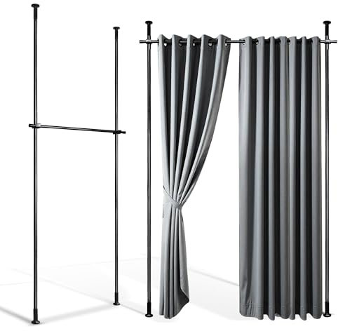 Kraus Magazin Raumteiler Paraventgestell Gardinenstange | SEHR STABIL & Flexibel verstellbar | Paravent ohne Vorhang, Raumteiler, Sichtschutz B 180 cm x H 300 cm,Schwarz