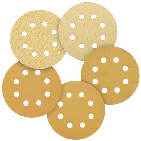 CoCud 10 Pcs 125mm 5 Inch Sanding Disc 80/100/120/150/220 Grit 8 Hole Round Hook and Loop Sandpaper for Random Orbital Sander Automotive Car