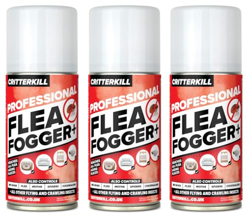 CritterKill Professional Flea Killer Smoke Fogger 150ml 3 Pack - Total Release Automatic One Shot Fogging Insecticide for Fleas - Kill Fleas Quickly in the Home
