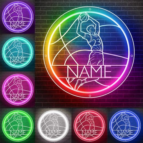 Personalisierte LED Basketball Neon Zeichen für Wand Art Dekor, benutzerdefinierte Name / Nummer Basketball Spieler Neon Lichtschilder für Schlafzimmer Sport Dekor Weihnachtsgeburtstagsgeschenk